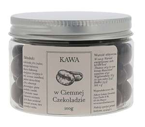 Ziarna kawy w ciemnej czekoladzie w pudełku 100g
