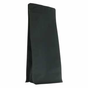 Torebka Flat Bottom 1kg + wentyl+ struna - Czarna - 100 szt.