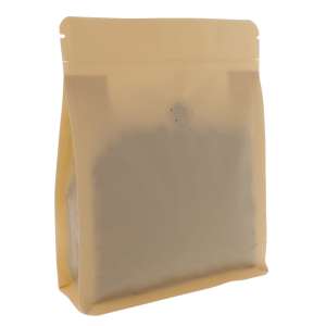 Torebka Flat Bottom Recykling 250g + valves - Beżowa (Latte) - 100 szt.