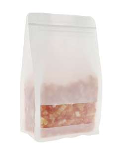 Torebka Flat Bottom z okienkiem 250g - Mleczna - 100 szt.
